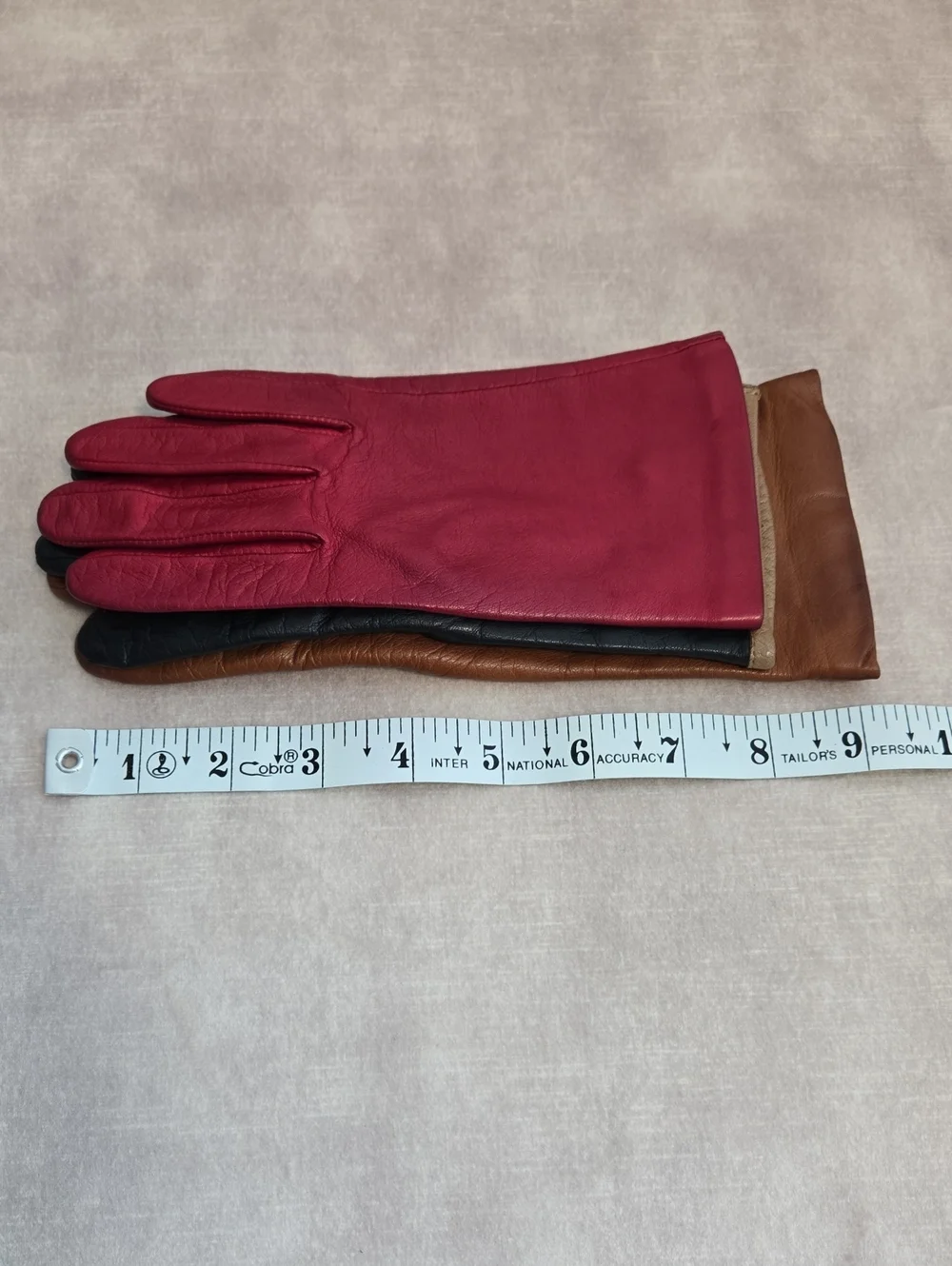 Leather Women's Gloves - Camel, Black, Red, Size 6-6.5